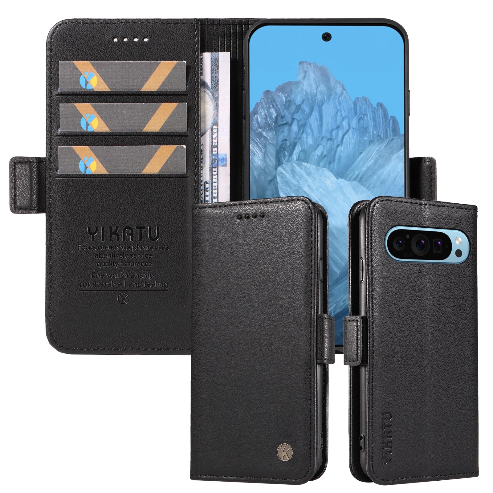 YIKATU YK-003 For Google Pixel 9 Wallet Phone Case Anti-Drop Leather Flip Cover YIKATU YK-003 For Google Pixel 9 Wallet Phone Case Anti-Drop Leather Flip Cover